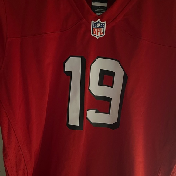 NWT WOMENS DEEBO SAMUEL LARGE SCARLET ALTERNATE GAME JERSEY SHORT SLEEVE - Picture 6 of 11